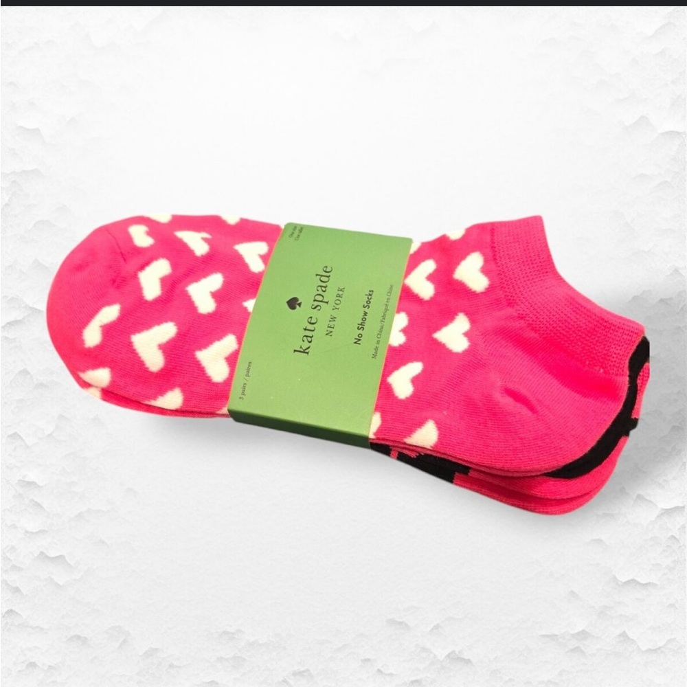Kate Spade NY Women's No Show‎ Socks 3 Pairs Polka Dot Hearts Valentine’s NWT